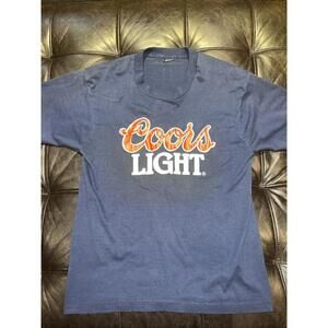 Vintage Fruit Of The Loom Shirt Mens L Blue Coors Light Logo Graphic 90s